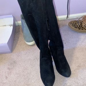 Black over the knee heeled boots